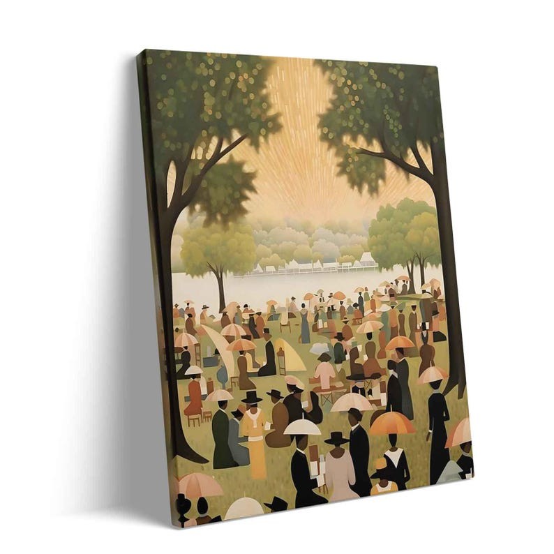 Juneteenth Celebration Canvas Wall Art: African American Retro Park Artwork