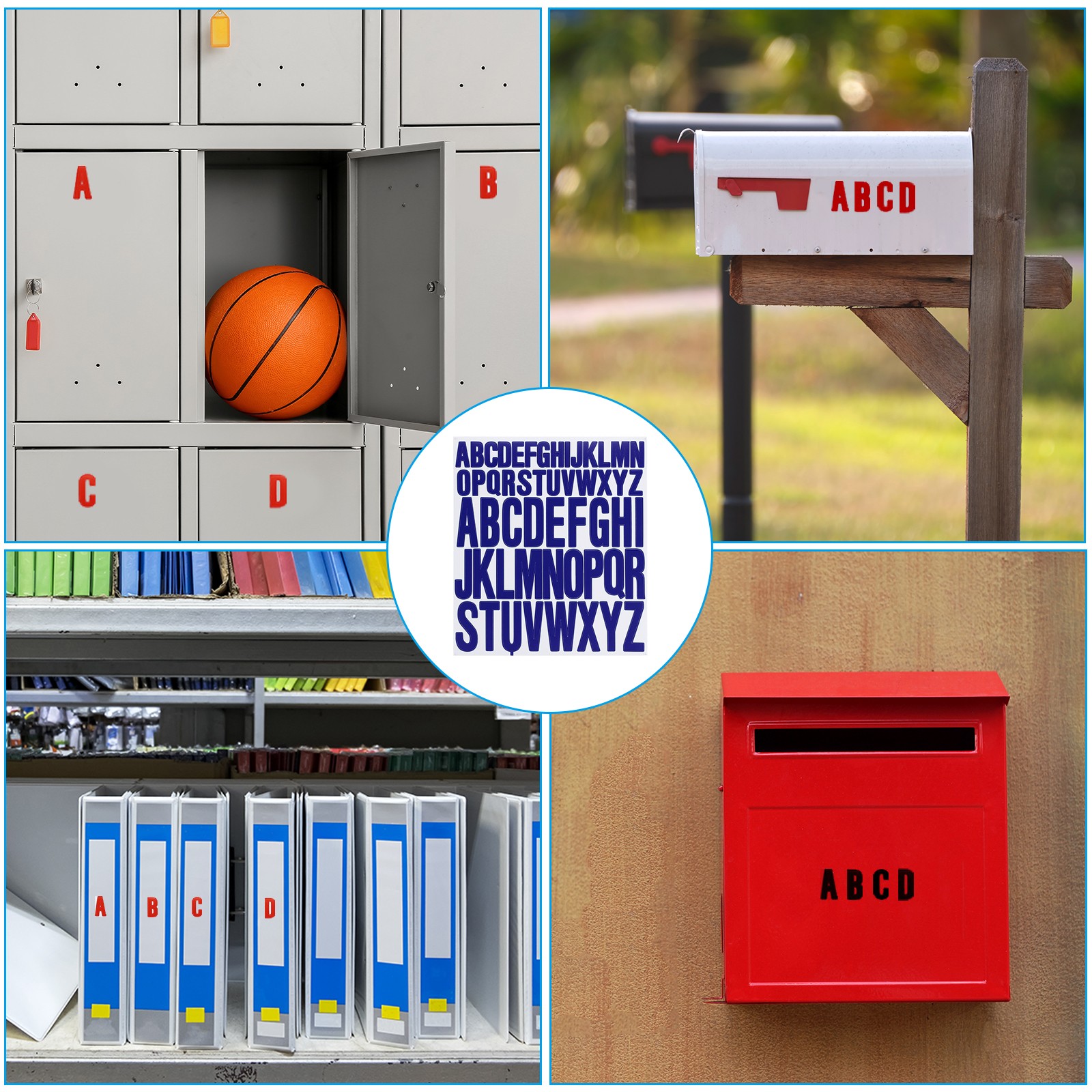 12 Sheets Letter Stickers 1 Inch 2 Inch Self Adhesive Alphabet Sticker Blue