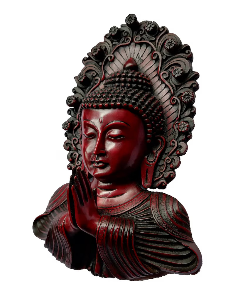 Namaste Buddha Wall Hanging Resin Statue for decorative wall-XL Maroon Buddha