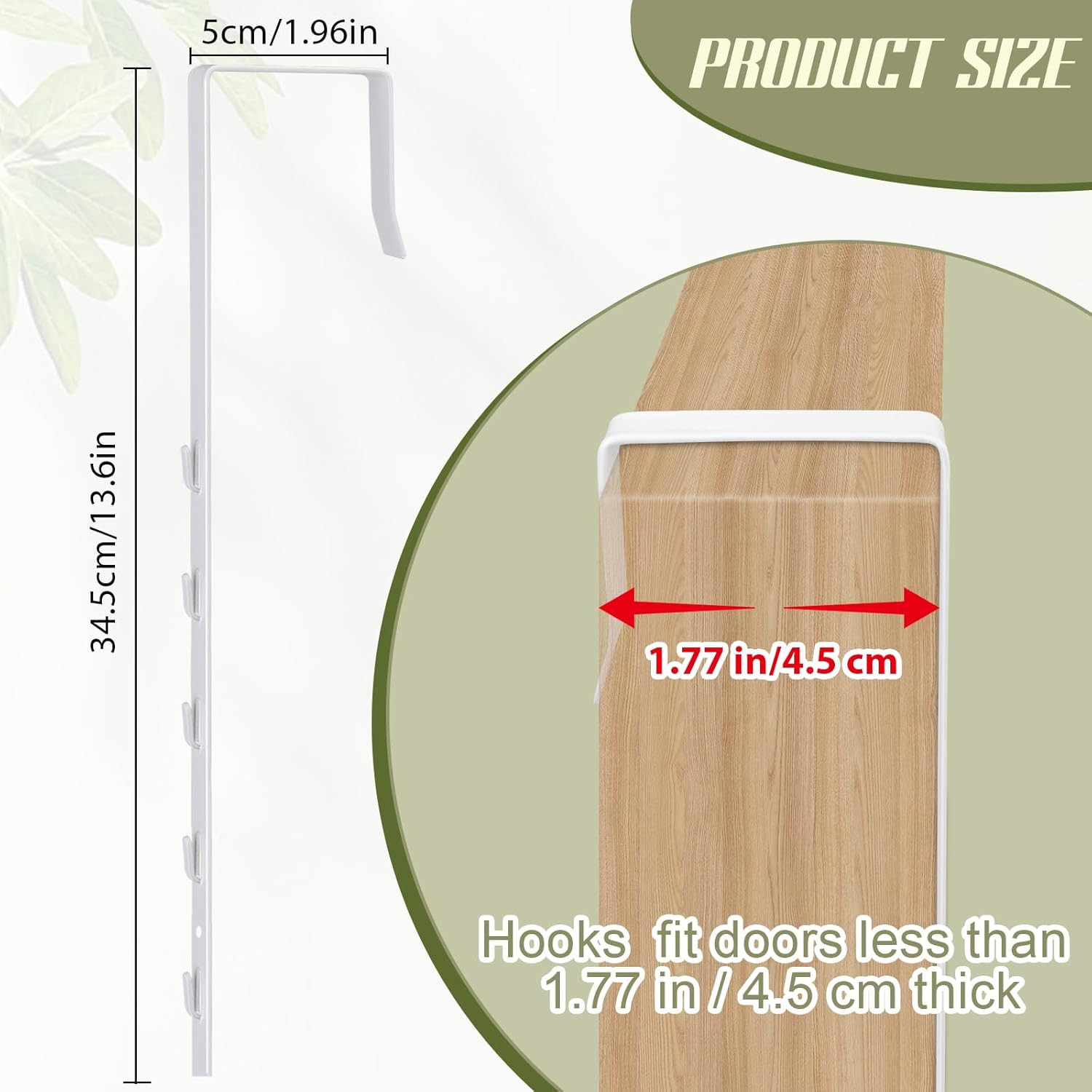 Over-The-Door Mirror Hanger, Adjustable 13.6 in Door Mirror Hanger with White