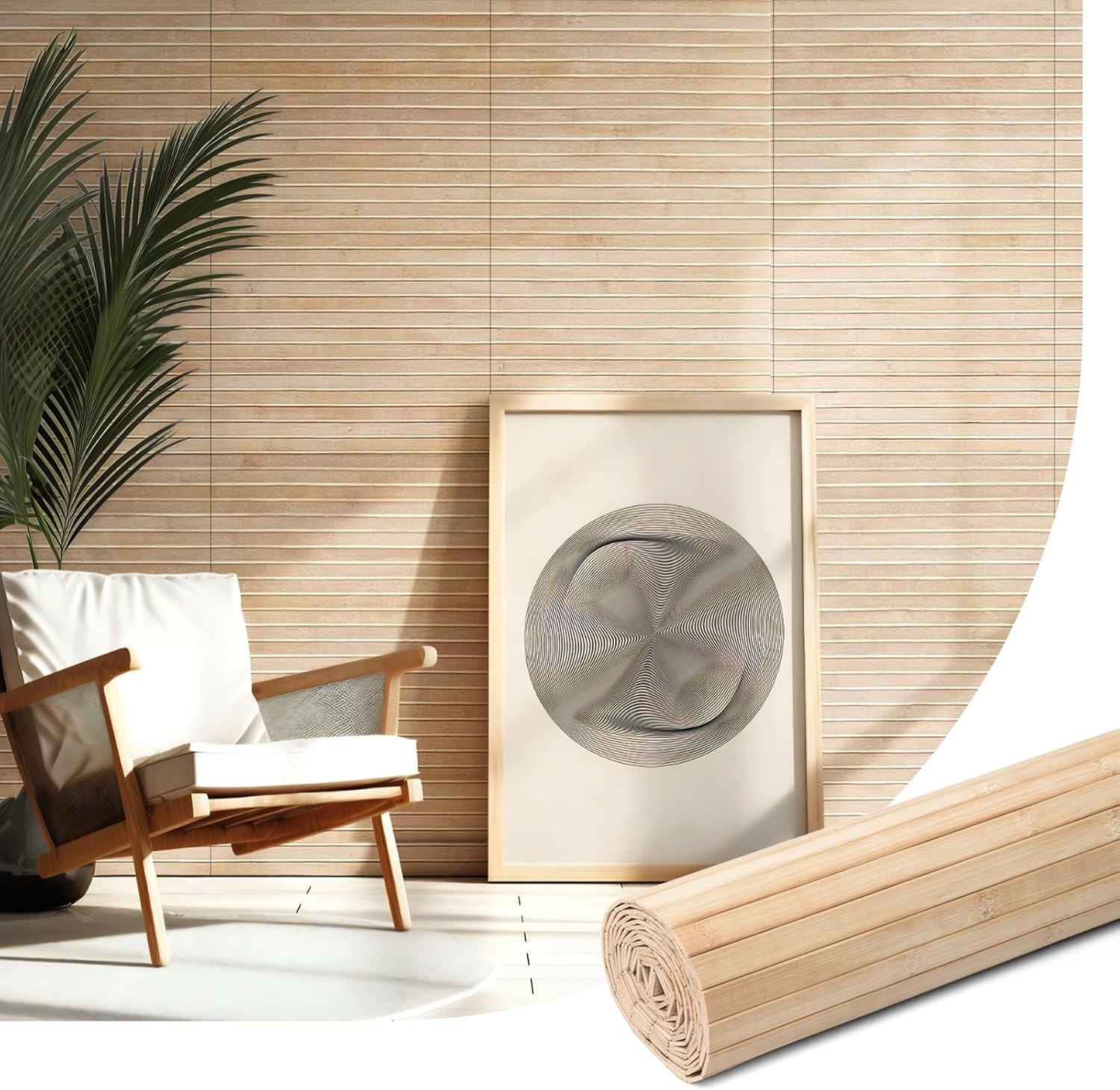 Panel Bambú Natural Pared 12x96in Decoración Interior Carbonizado