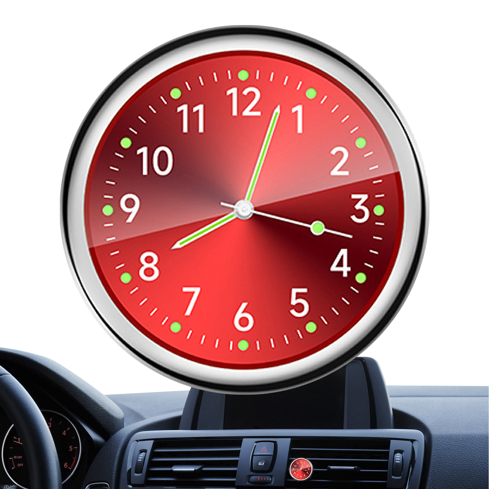 Mini Car Dashboard Clock Vehicle Luminous Clock with Adhesive for Boat Truck SUV