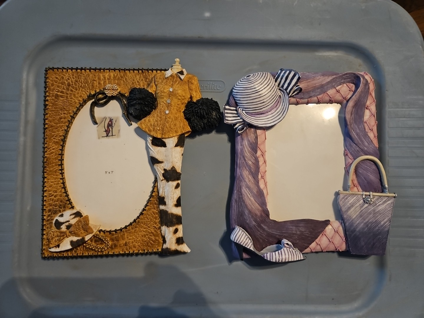 Picture Frames Fashion Set Of 2. Approx 9 X 8 & 5 X 7 Photo Size
