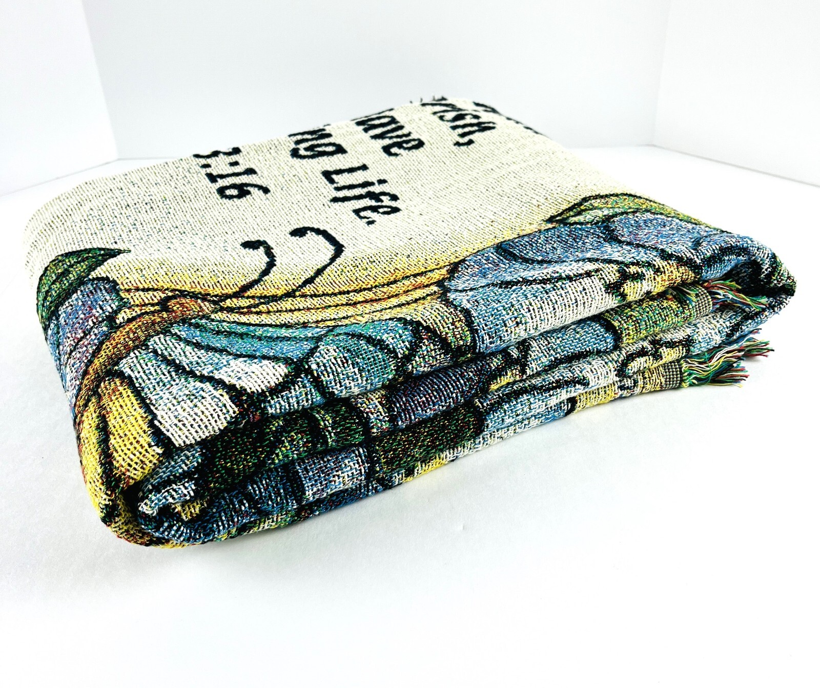 Tapestry Throw Blanket Blue Yellow Floral Inspiration Calla Lillies 62in x 52in