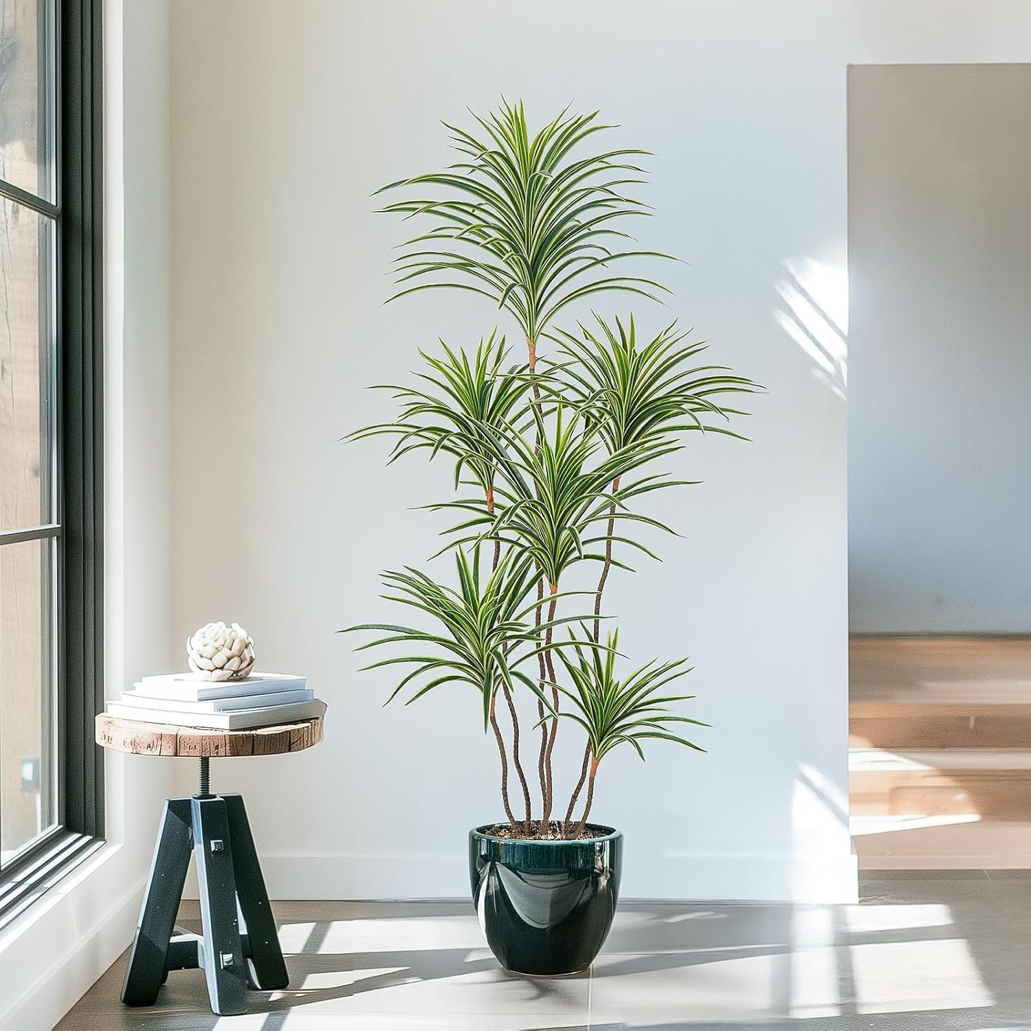 Artificial Dracaena Plants Indoor, 5 ft Faux Tropical Floor Plants Indoor, Tall