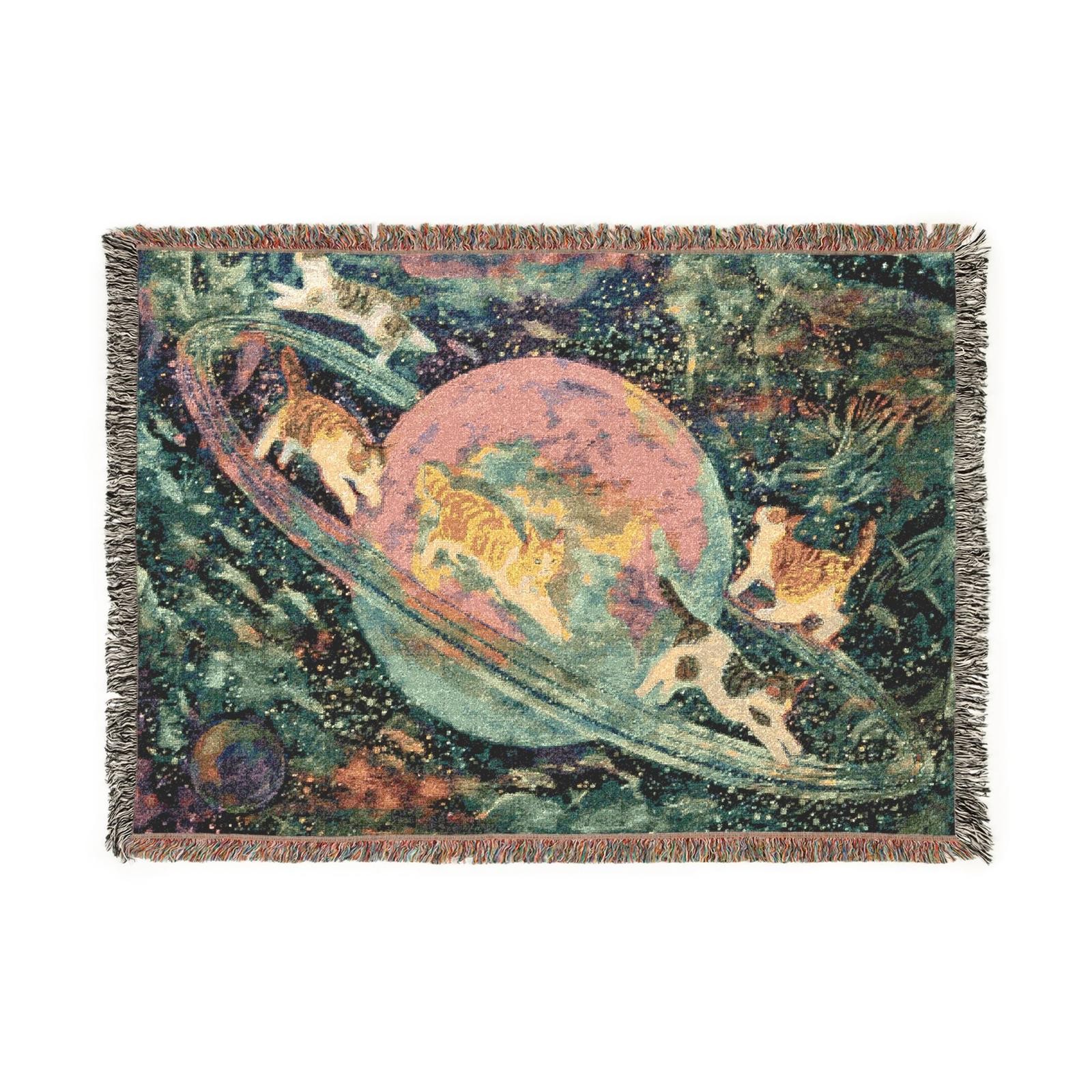 who freed the space cats woven tapestry blanket [52by37]