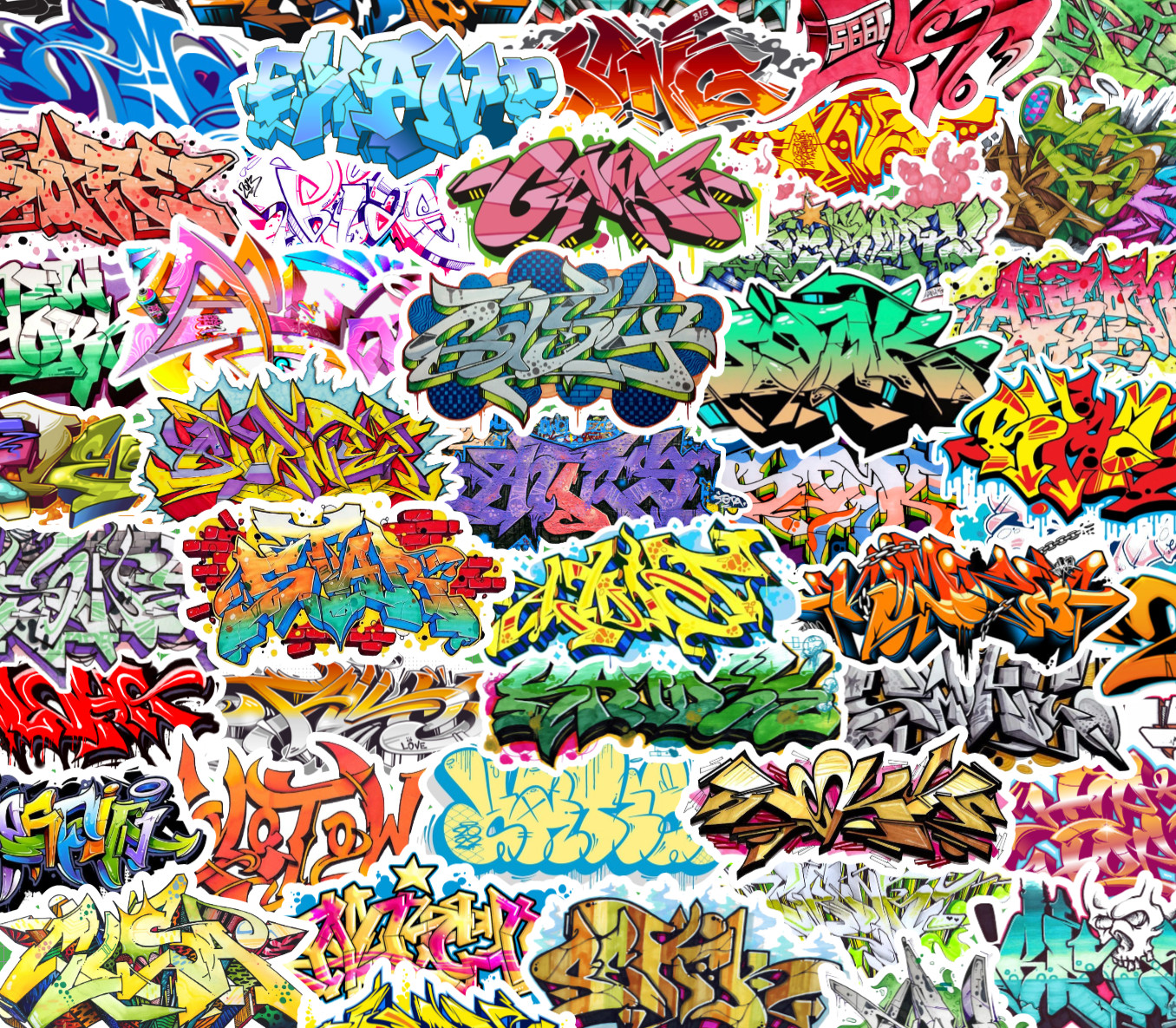 25/50 Graffiti Art Sticker Pack – Waterproof Vinyl – Hip-Hop B-Boy Rap 80&rsquo;s