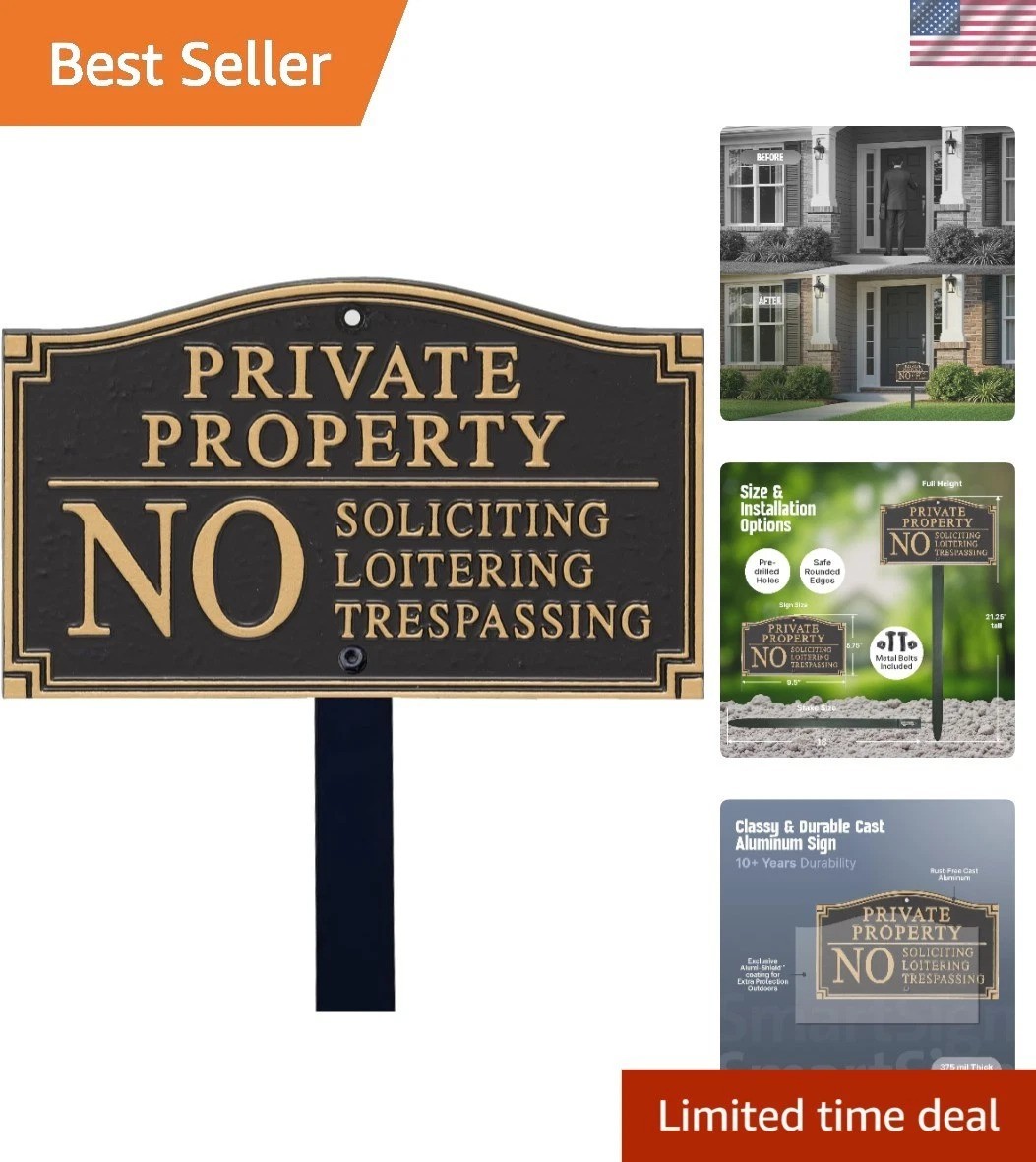 Sturdy Private Property Yard Plaque – 5.75&Prime; x 9.5&Prime; Easy Mounting with Lawn Stake