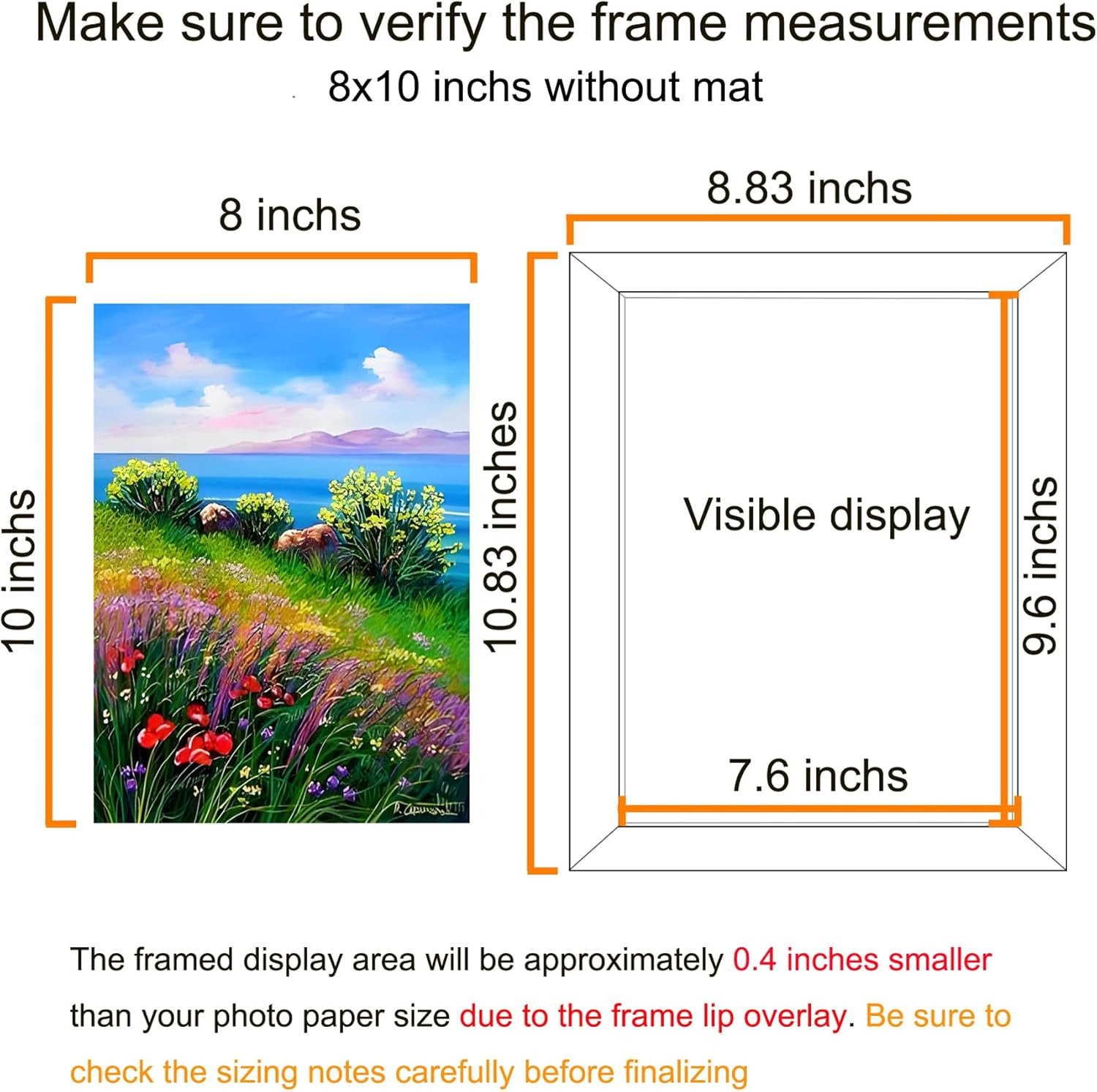 8X10 Picture Frame Black Set of 6, Display Pictures 5X7 with Mat or 8X1