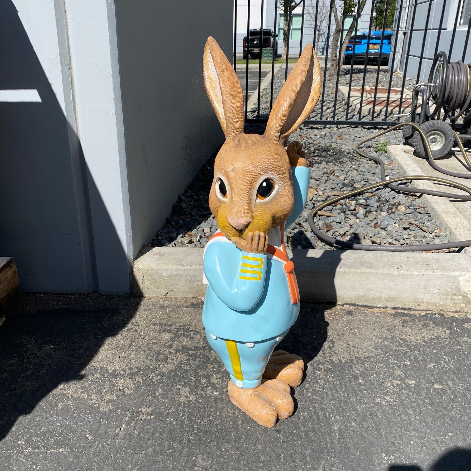 Small Rabbit Boy Over Sized Resin Statue Seasonal Easter Theme Prop Farm Display
