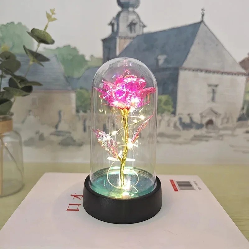 Brand New-Crystal Galaxy Enchanted LED Glass Forever Rose Home Decoration Gift