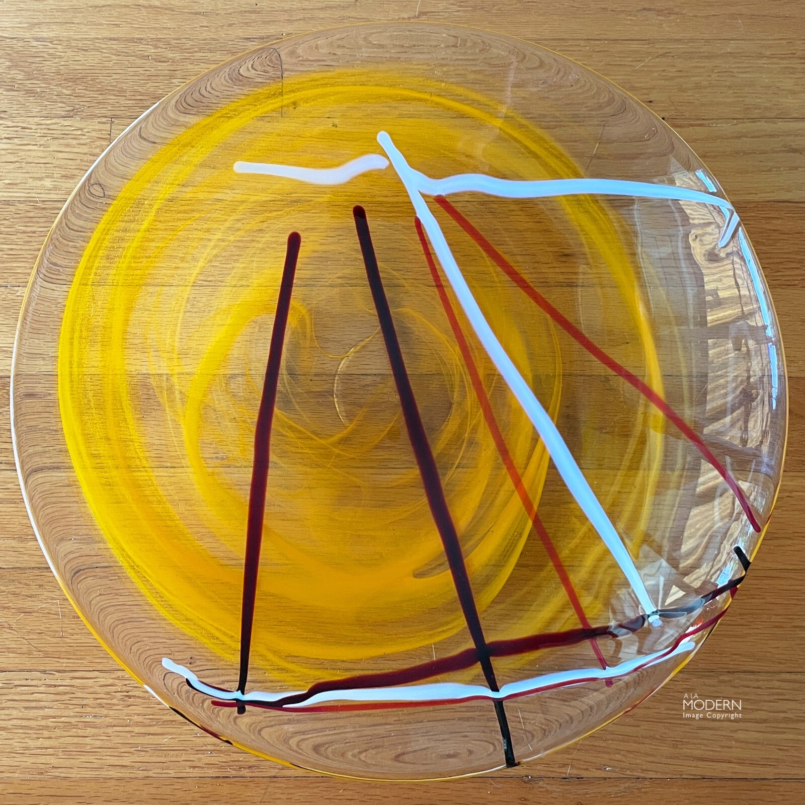 Kosta Boda Orange Contrast Anna Ehrner Centerpiece Bowl Modern Art Glass 14 3/4&Prime;