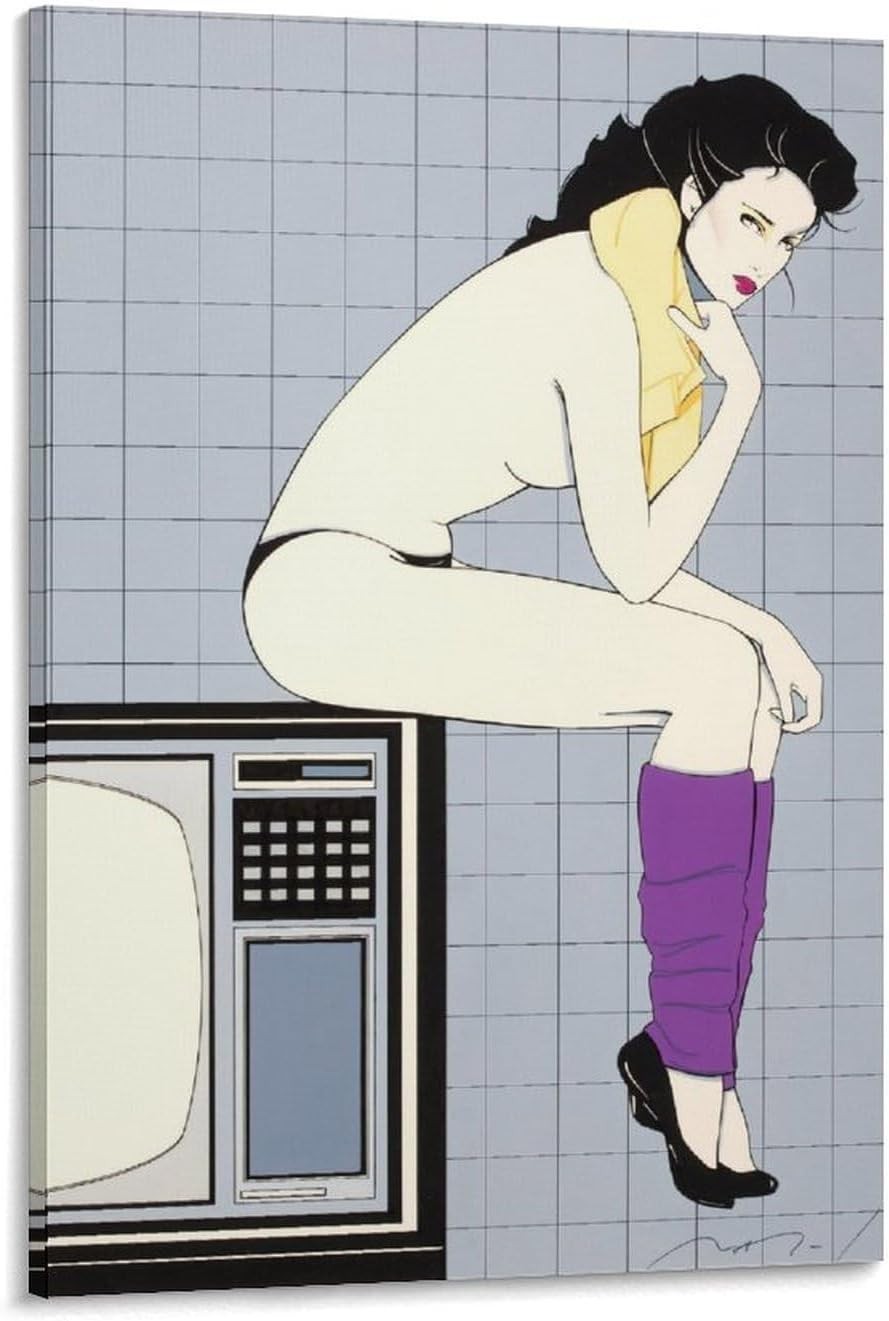 Patrick Nagel Girl Seated on A TV Poster Art Print Living Room BedroomDecor24x36