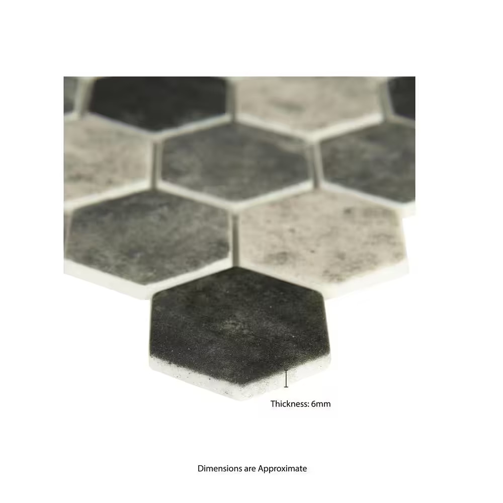 Urban Tapestry 2 In. Hexagon 12 In. X 12 In. X 0.24 In. Recycled Glass Mesh-Moun