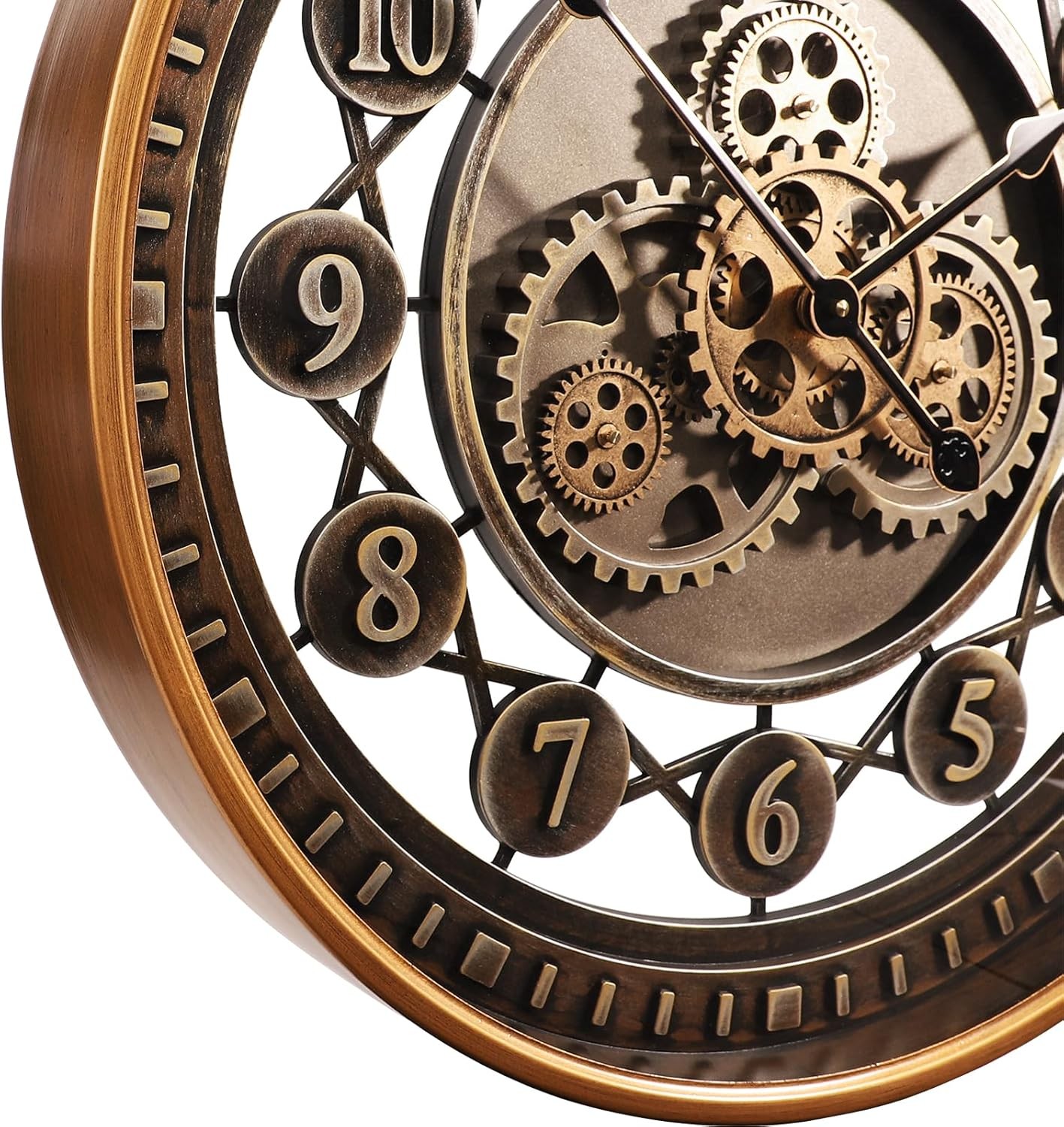 24 Inch Wall Clock with Moving Gears Large Industrial Steampunk Metal Clock Anti