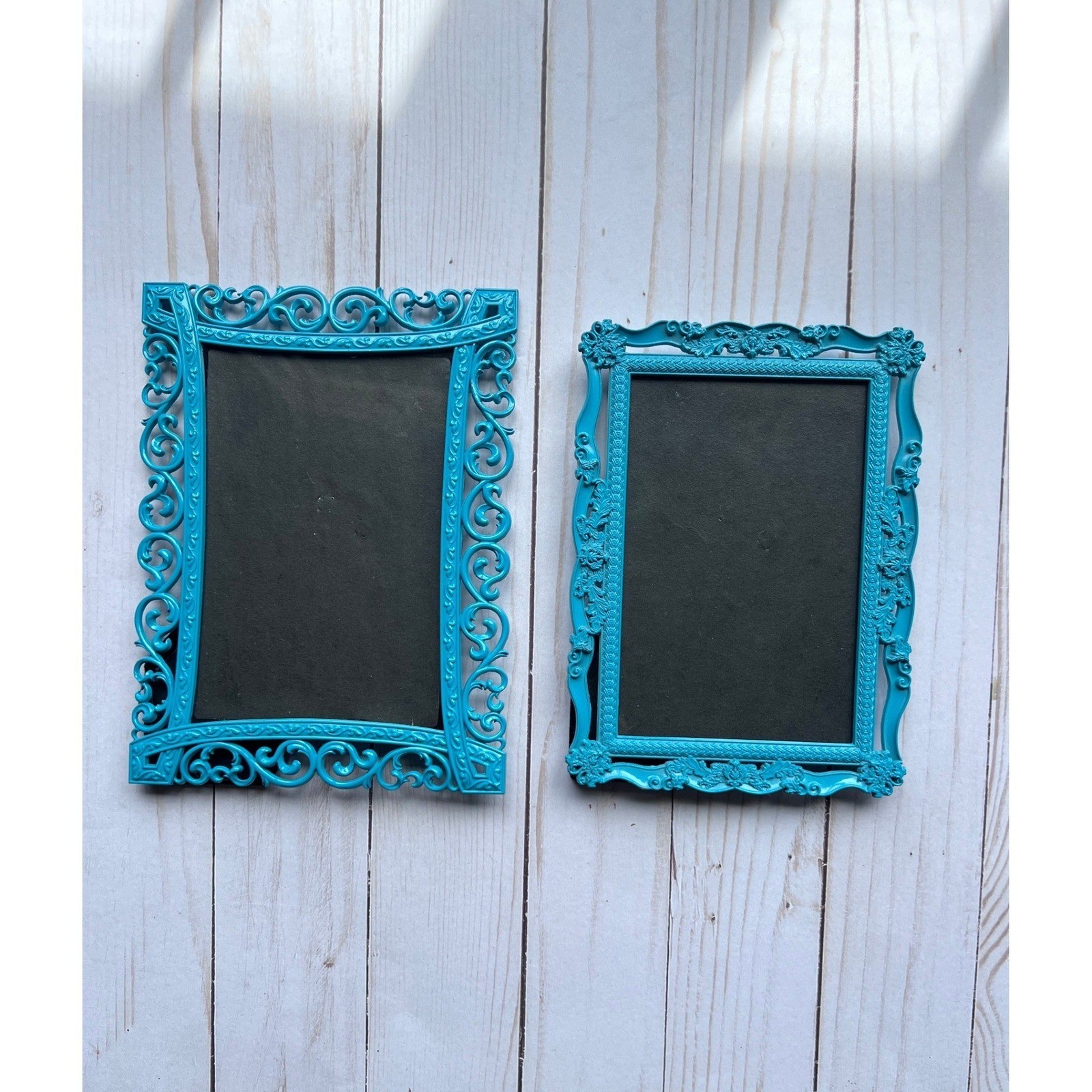 Ornate Rococo Baroque Boho Shabby Chic Turquoise Teal Set of 2 Picture Frames