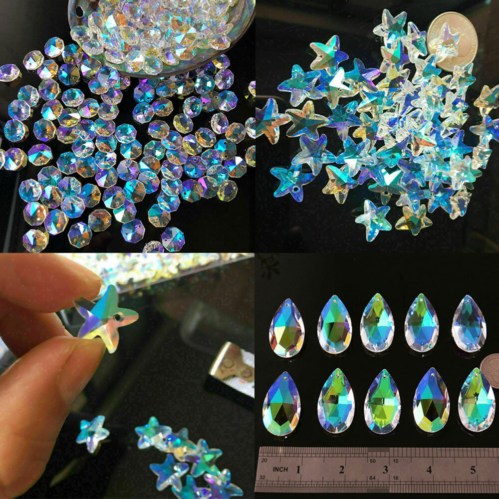 10-100Pc US AB Rainbow CRYSTAL Lamp Prisms Chandelier Hanging Pendant SUNCATCHER