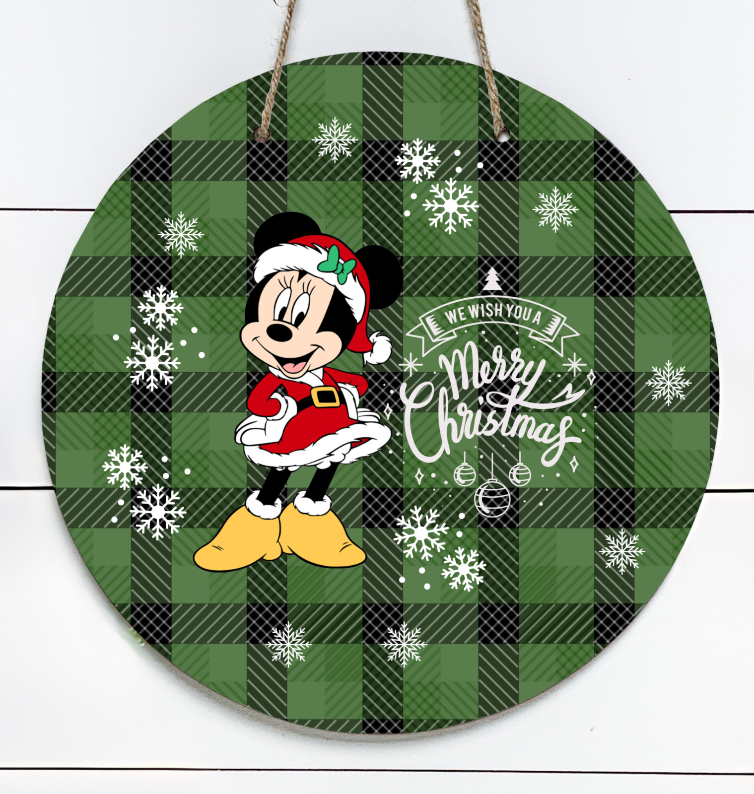 Minnie Mouse We Wish You A Merry Christmas 10&Prime; Metal Indoor/Outdoor Round Sign