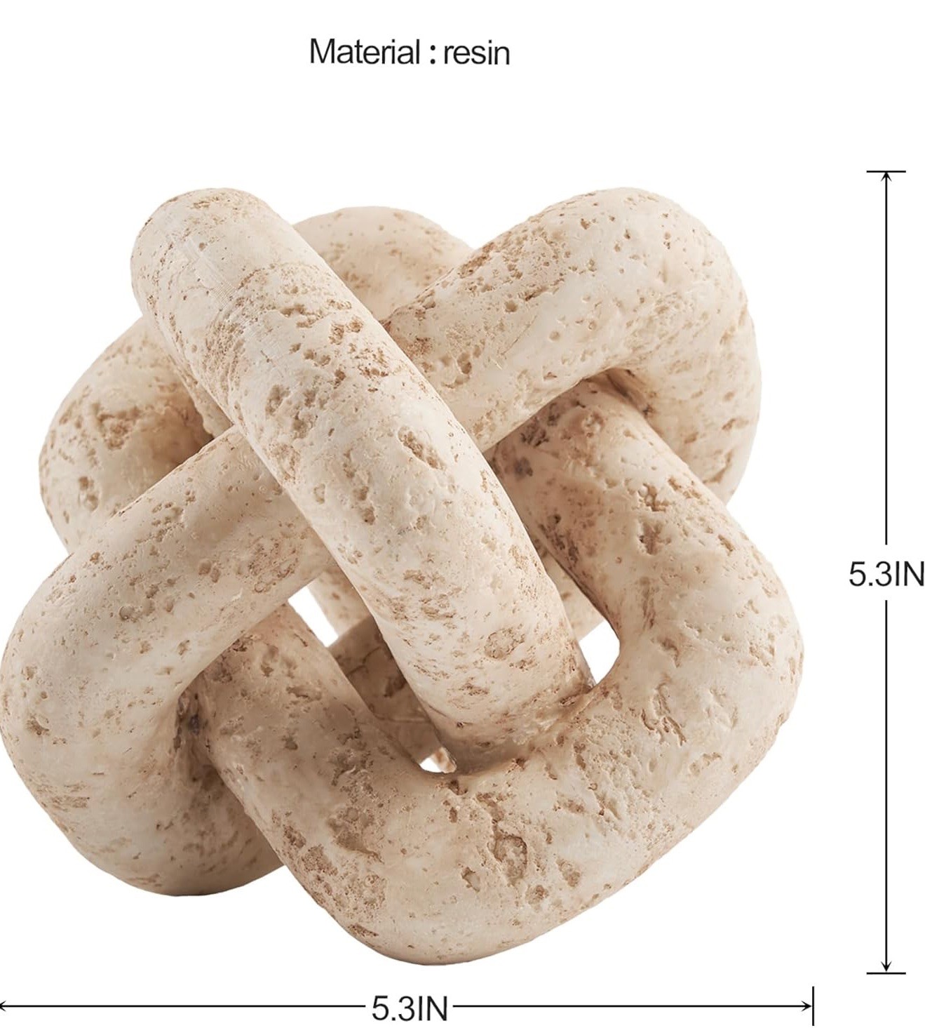 3 Link Knot Decor, Beige Travertine Coffee Table Decoration, Boho Resin Chain Li