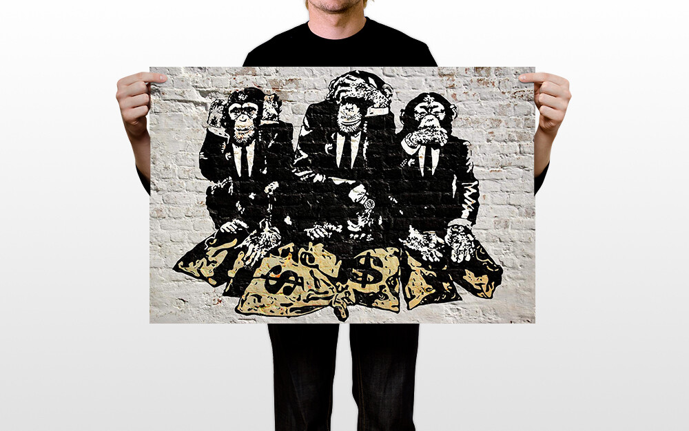 Three Wise Monkeys Banksy Graffiti Art Wall – POSTER 20×30