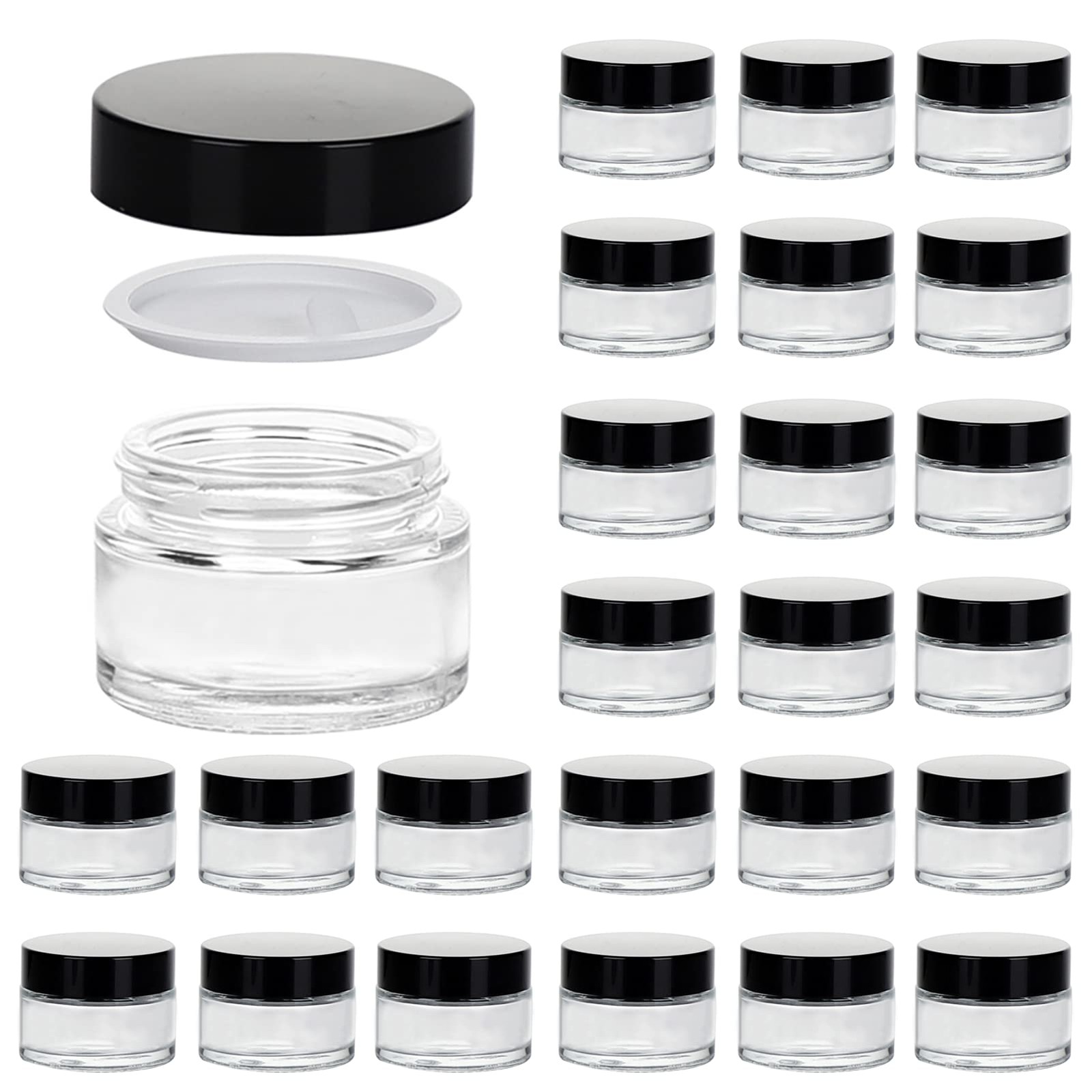 11 Hoa Kinh 1Oz Glass Jar Lid Hoa Kinh 25Pack Clear Round Containers Cosmetic