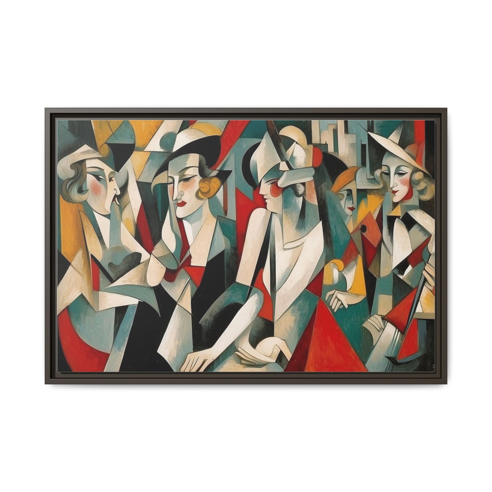 Abstract Art Ladies Hats Painting Floating Framed Canvas Art, anyroom made USA