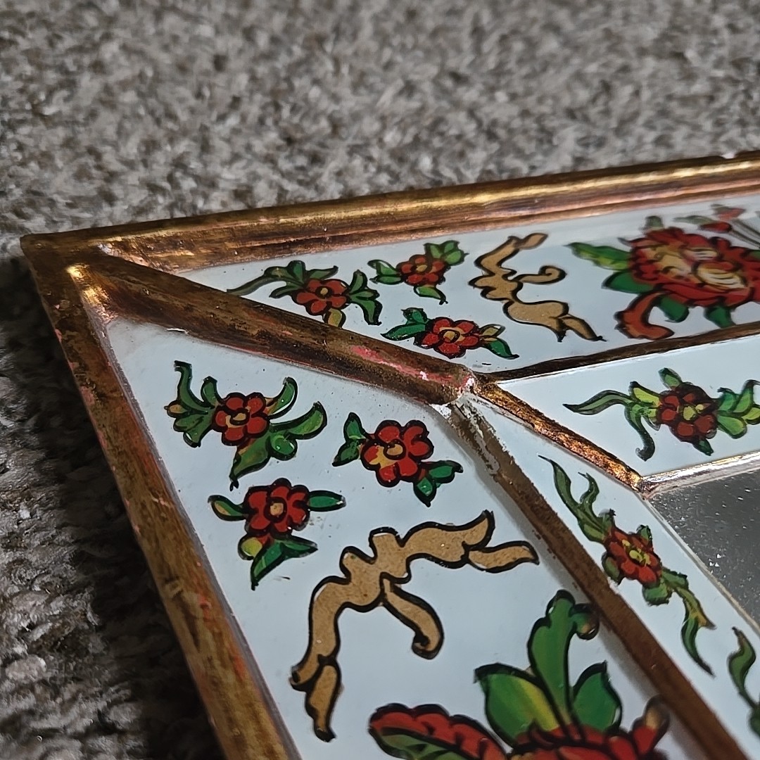 Decorative Diamond wall Mirror, Peruvian Multicolor Accent Mirror for wall decor