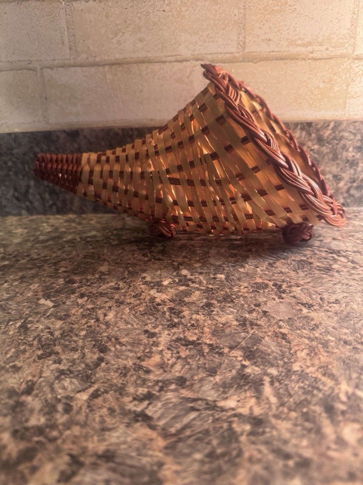Brown Wicker Conical Basket Free Standing 12 in L x 6 in W x 10 in H