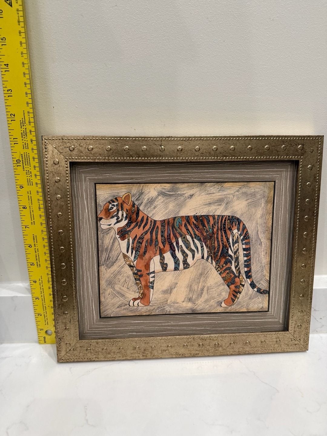 Global Views Framed Batik Pattern Tiger Wall Art