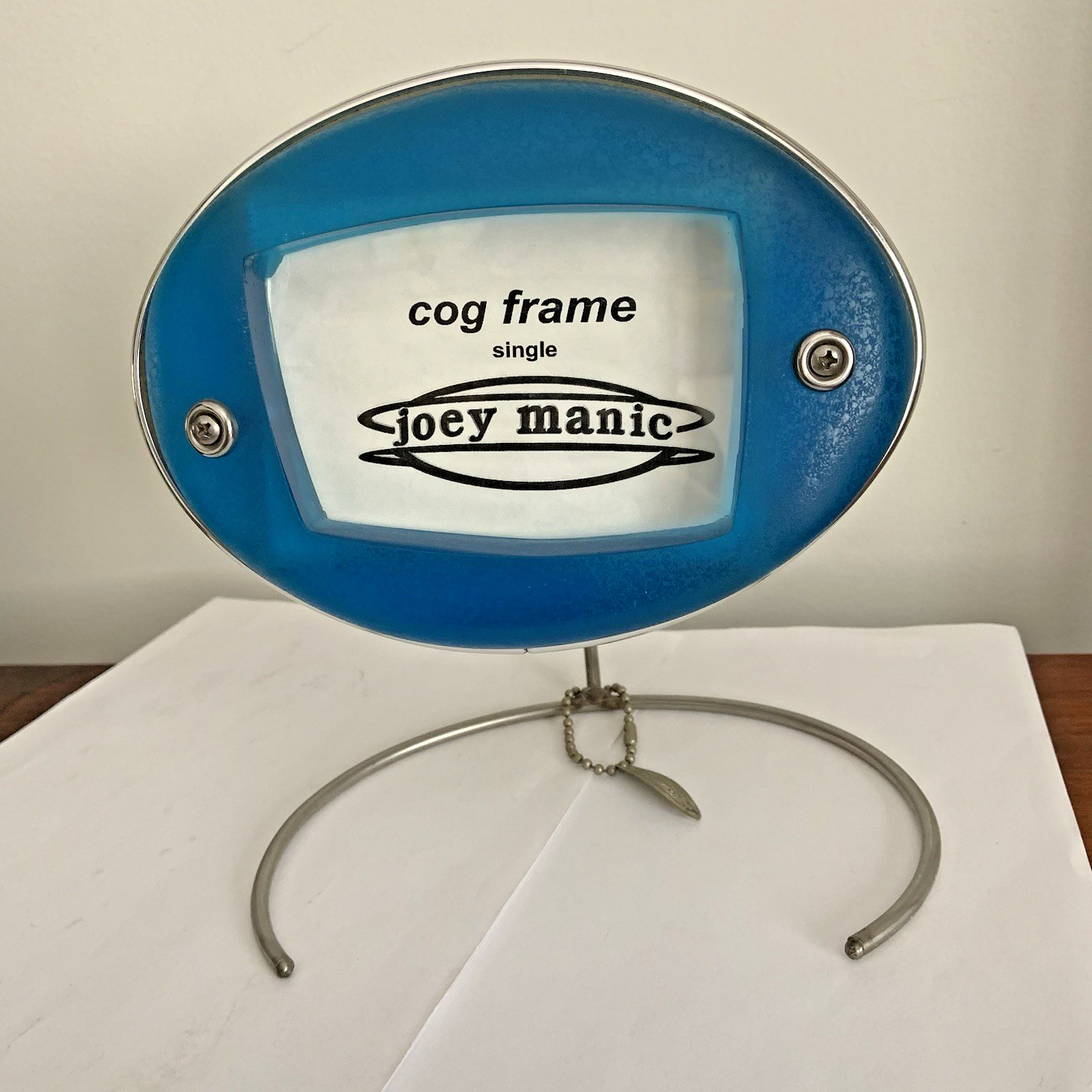 Joey Manic Picture Frame Single Cog Frame Blue Vintage 1990s Designer Decor