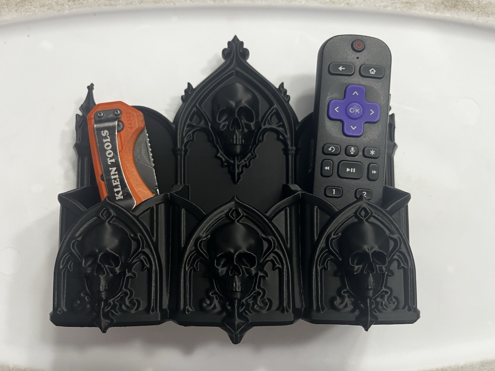Black Gothic Skull Wall Mounted Organizer Holder, 3D printed