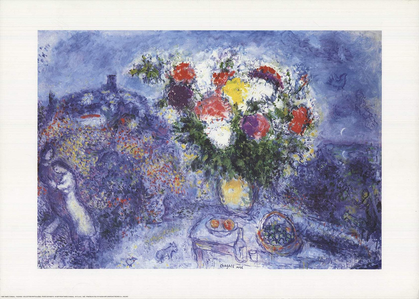 MARC CHAGALL Flowers 19.75&Prime; x 27.5&Prime; Offset Lithograph 1995 Modernism