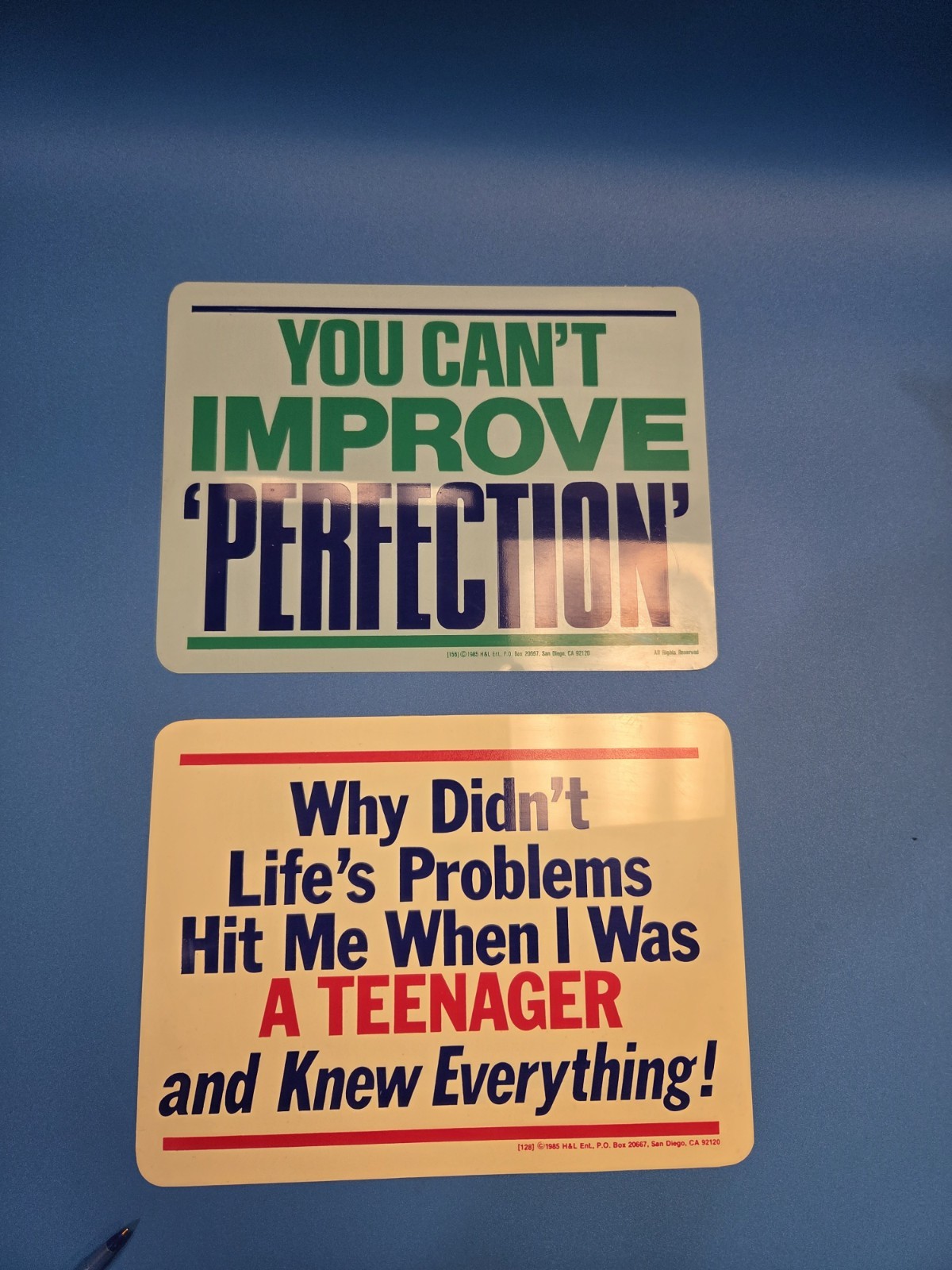 Lot Of 2 Vintage Flexible Plastic Humorous Signs Desktop 10.5&Prime; L X 8&Prime; H 1985