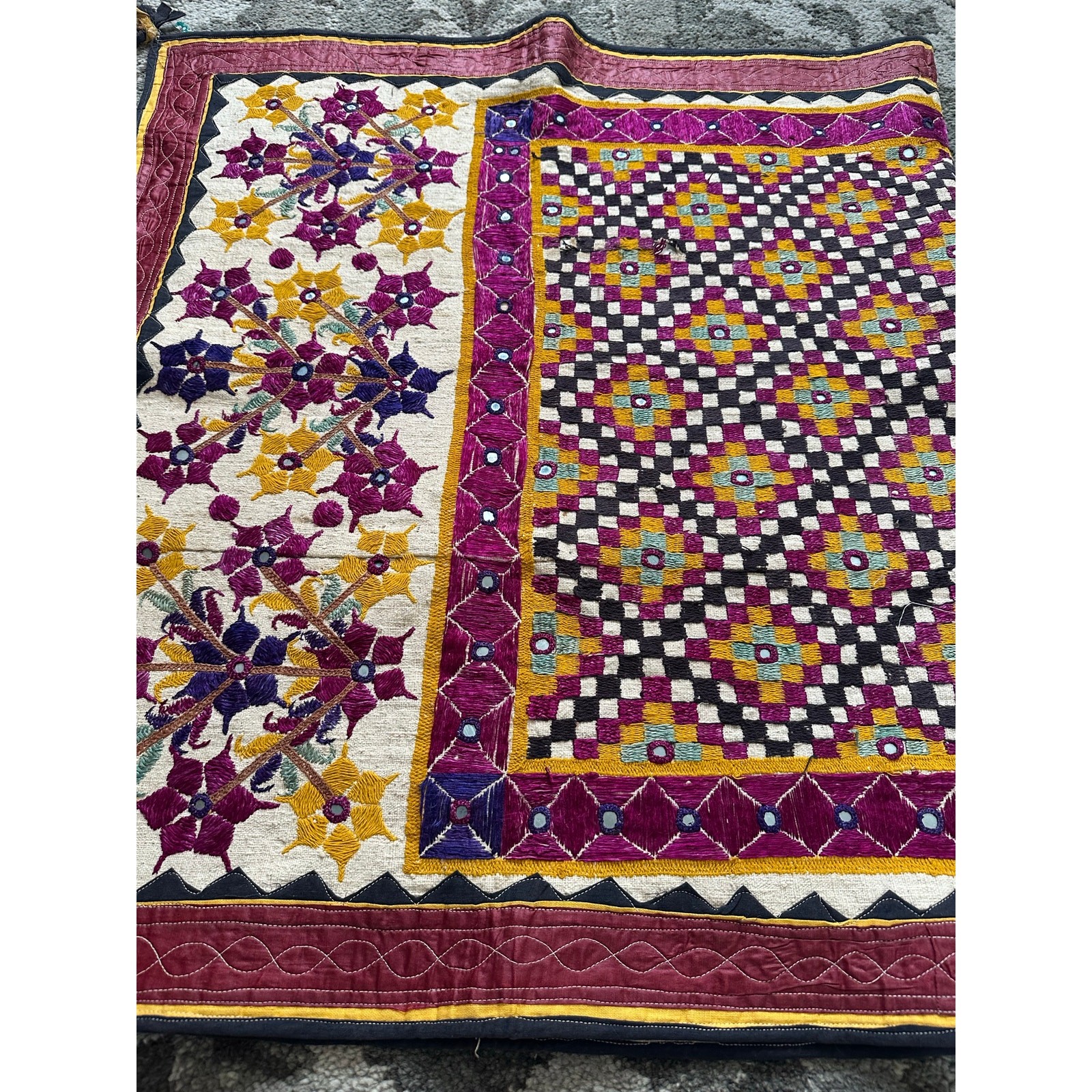 Vintage Banjara wall hanging ethnic tapestry hanging embroidery boho 35×64”