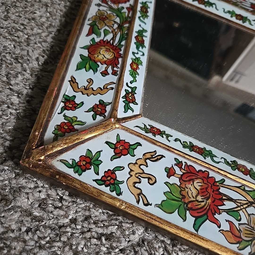 Decorative Diamond wall Mirror, Peruvian Multicolor Accent Mirror for wall decor