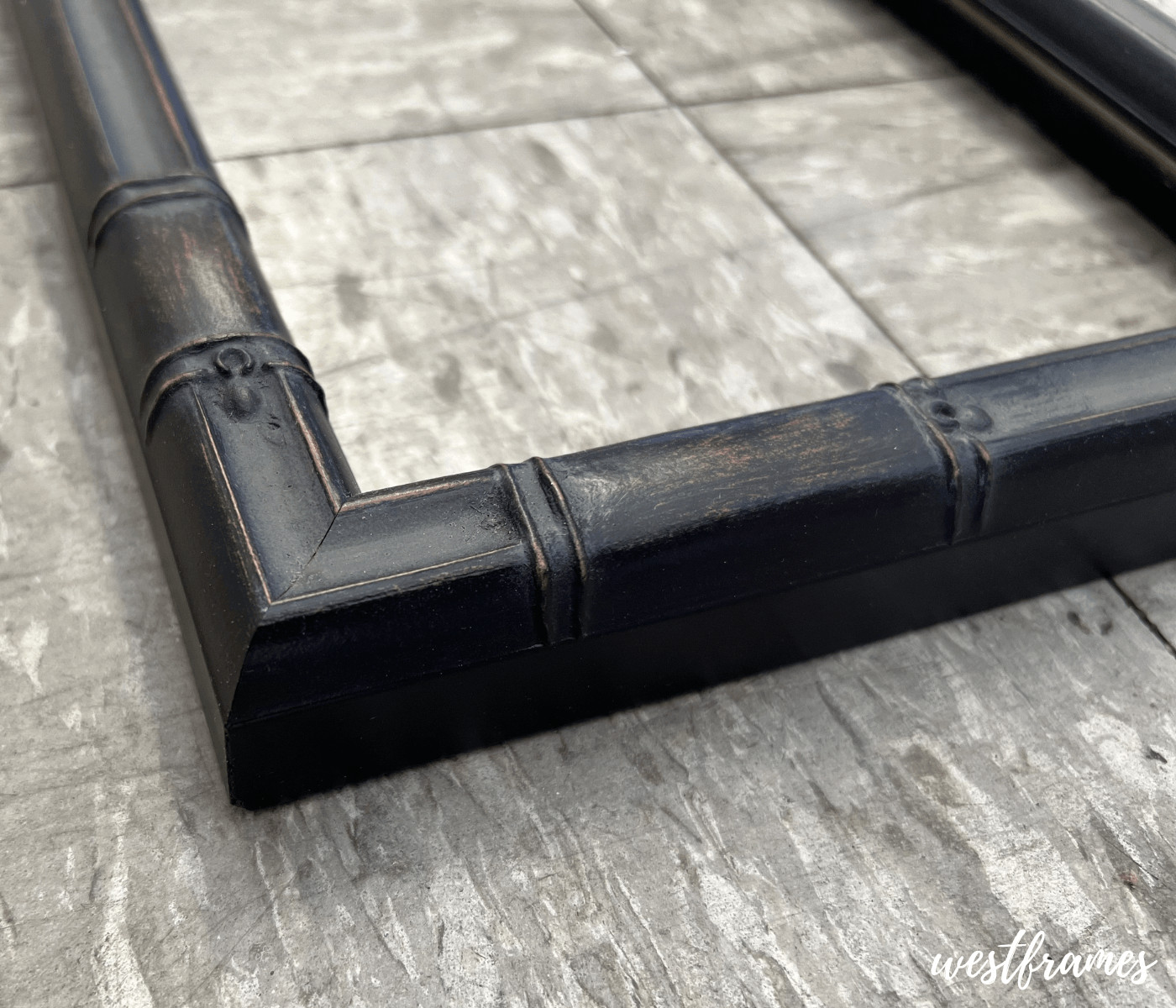 Modern Bamboo Black Brown Patina Finish Wood 1&Prime; Wide Picture Frame | West Frames