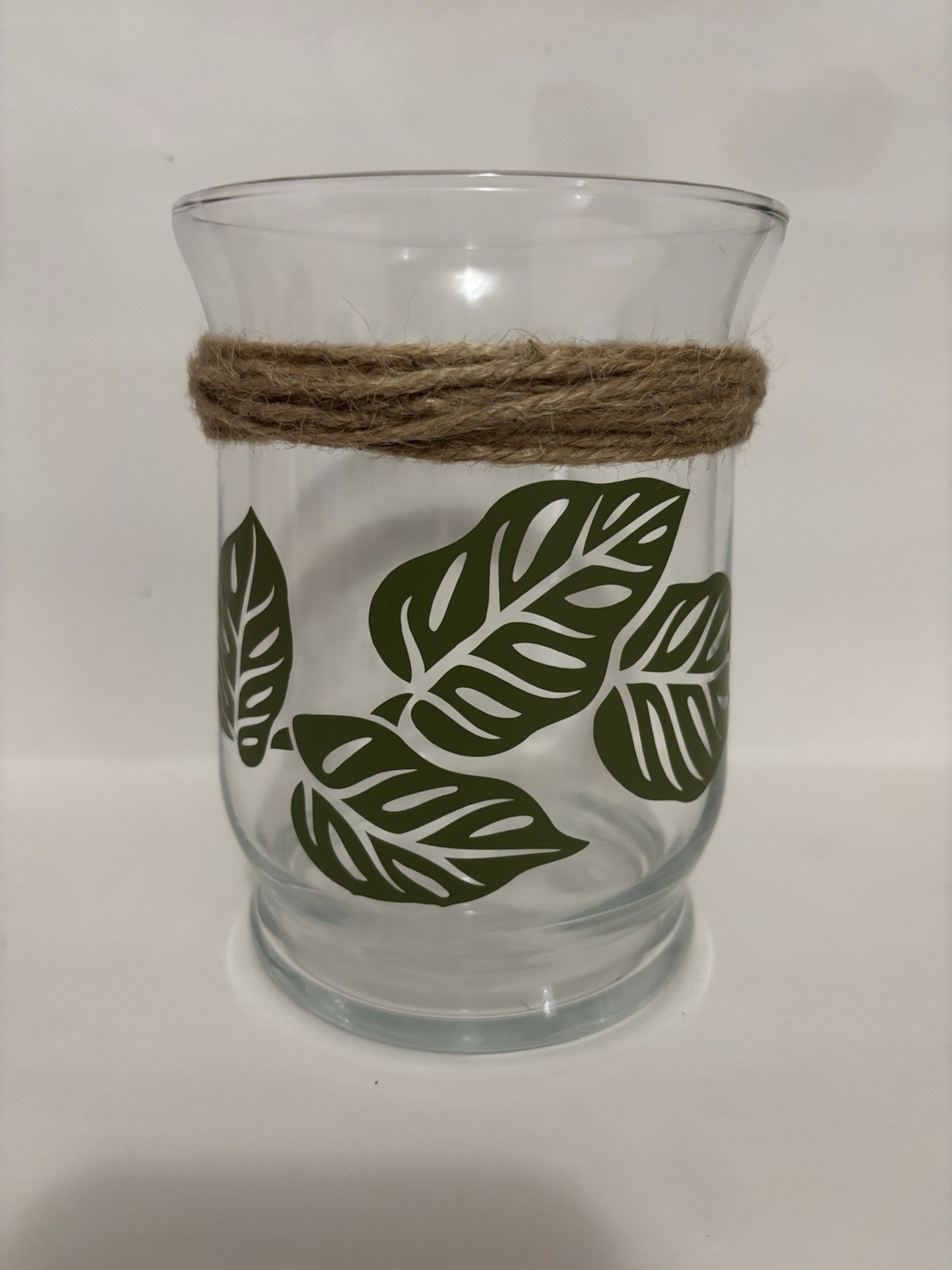Glass Vase 6.5in- Monstera Leaves