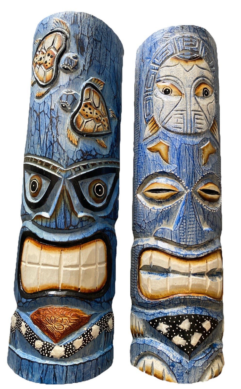 SET OF 2 20&Prime; TIKI MASK HAWAIIAN WALL ART ISLAND HOME DECOR TRIBAL BAR TROPICAL