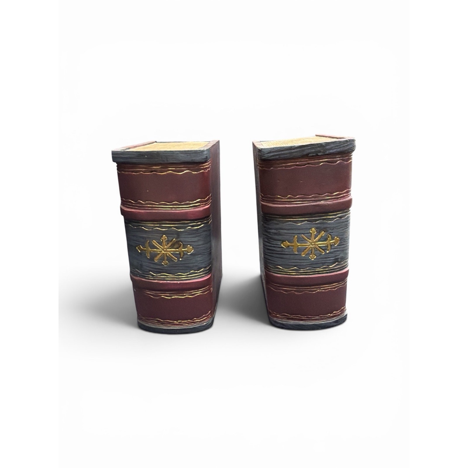 Vintage Faux Book Bookends Pair | Decorative Library Bookends