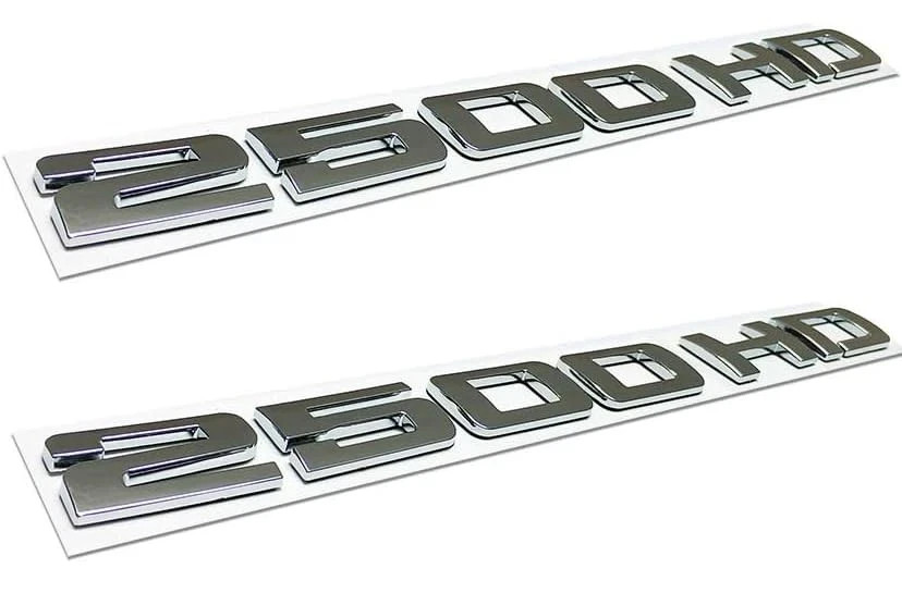 2pcs Badges 2500HD 2500 HD Emblem 3D Decal Suitable for Both Side Doors silver