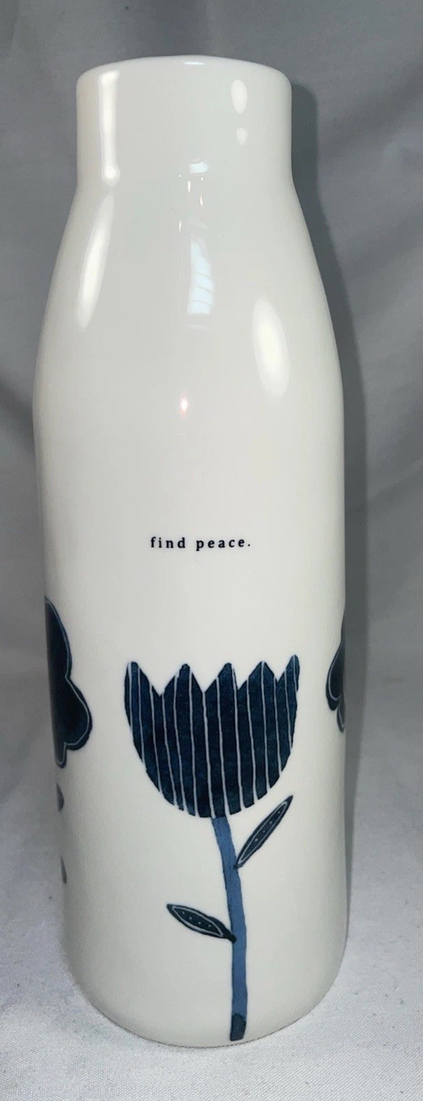 Rae Dunn Floral Indigo Blue Line Boutique Vase Rare Find Peace RARE