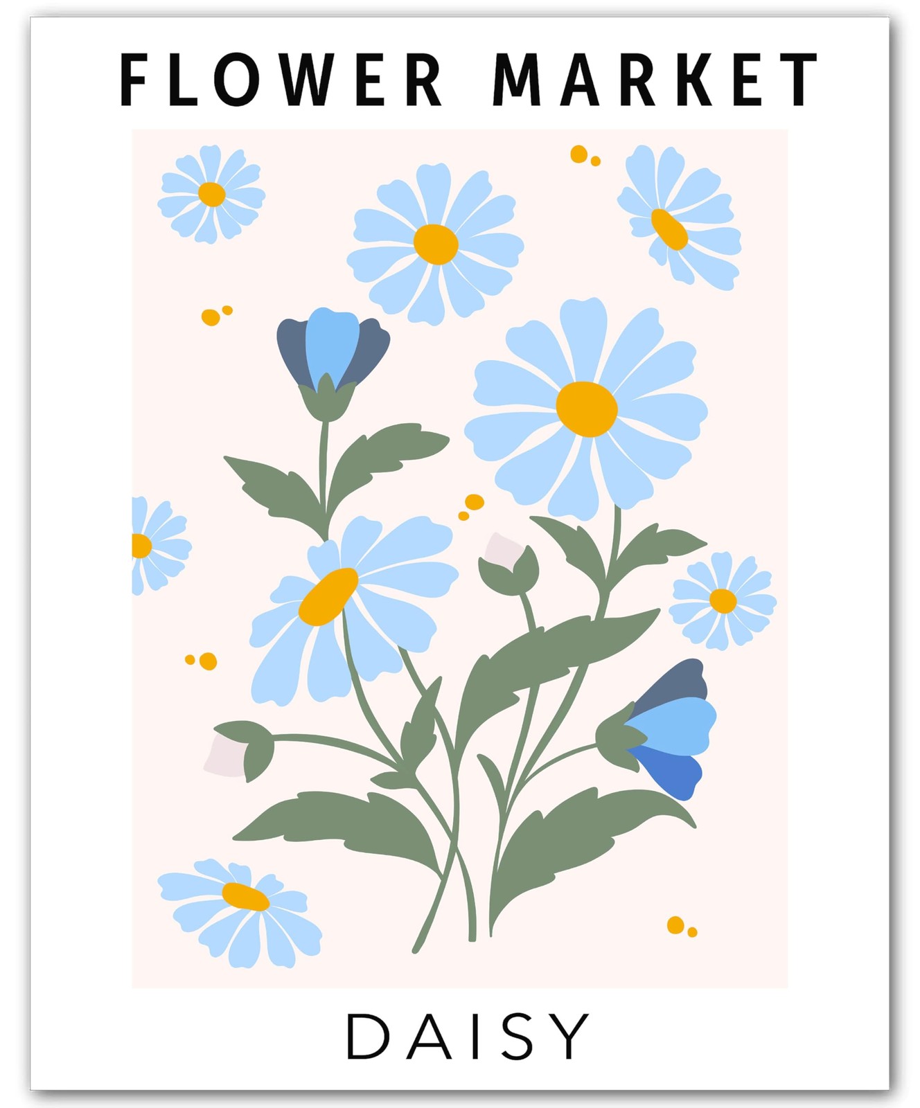 Botanical Daisy Flower Market Daisy Retro 8×10 Floral Print Wall Art Poster