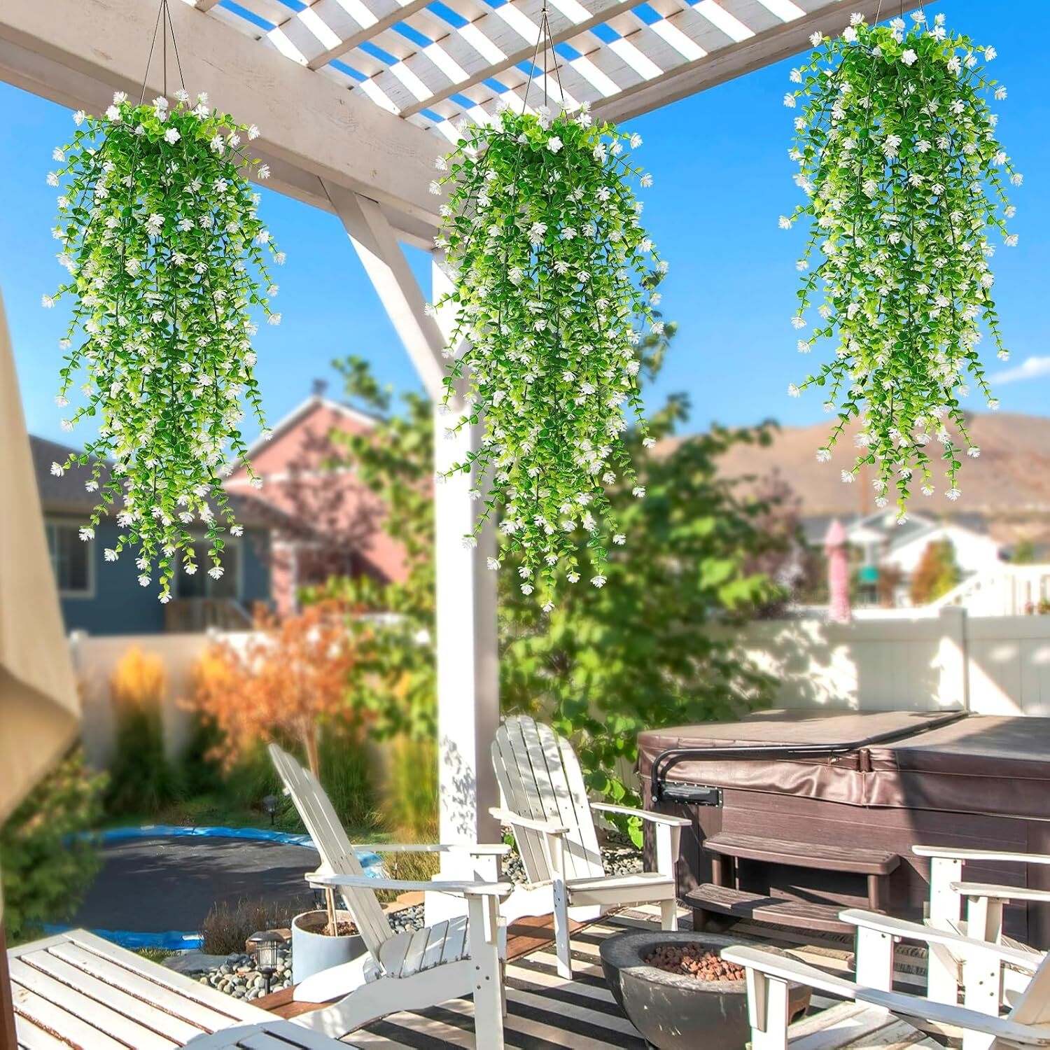 8pc Artificial Hanging Plant Fake Eucalyptus Leaf Vine Home Garden Outdoor Decor