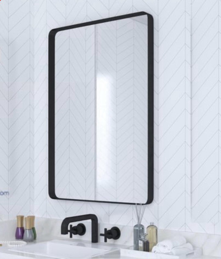 Framed Rectangle Accent Mirror Black Metal Frame Finish, VS-1624BRM-BK