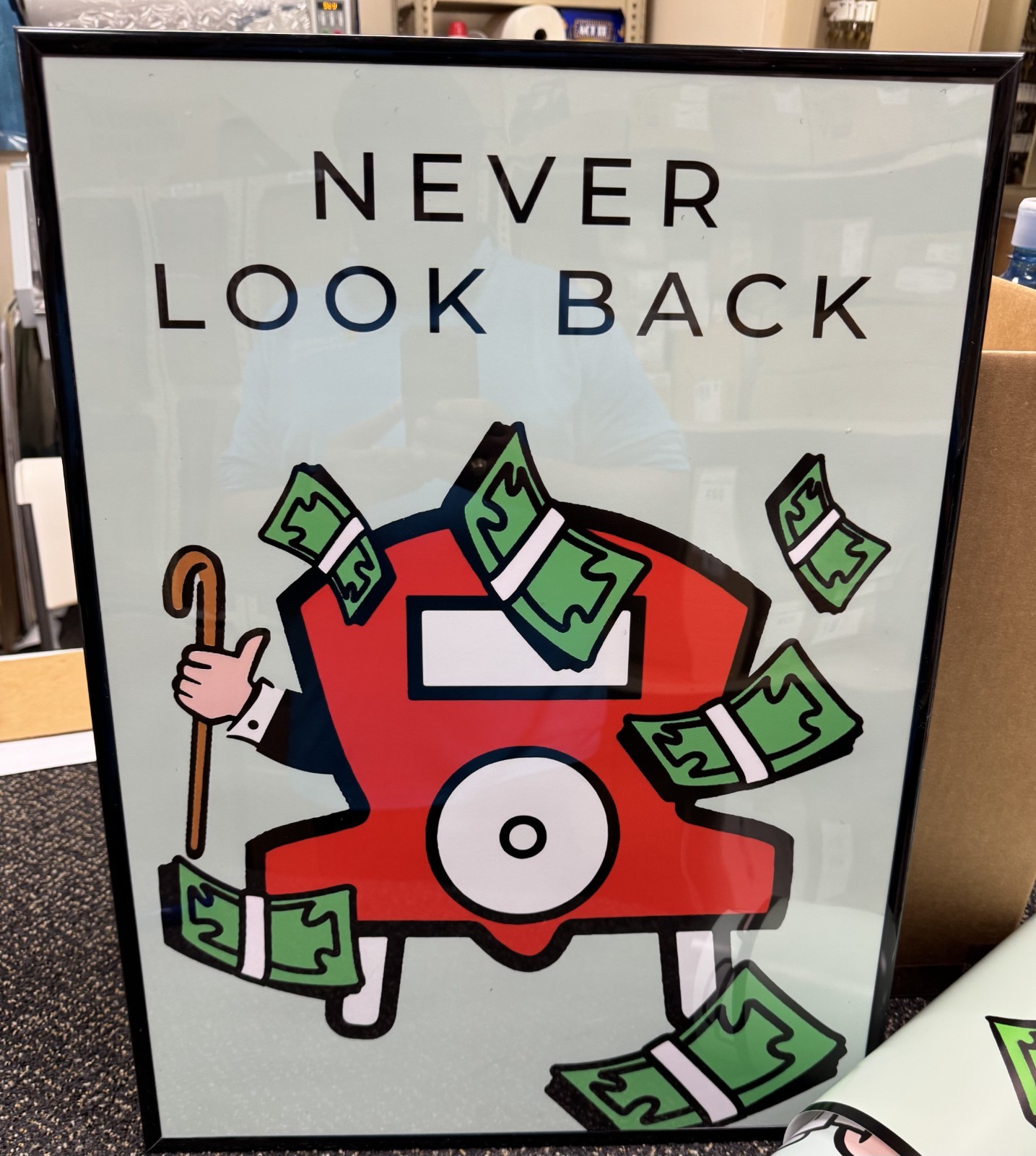 Monopoly Inspired Never Look Back Motivation Poster (Framed)