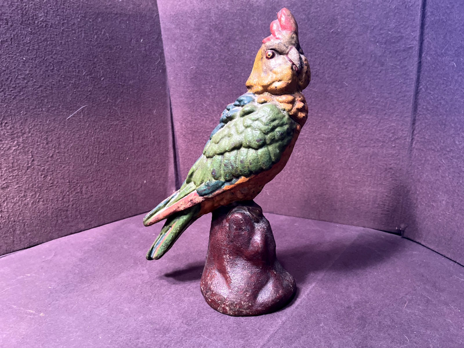 Large 12 1/2&Prime; Antique Albany Foundry Cast Iron Parrot Doorstop