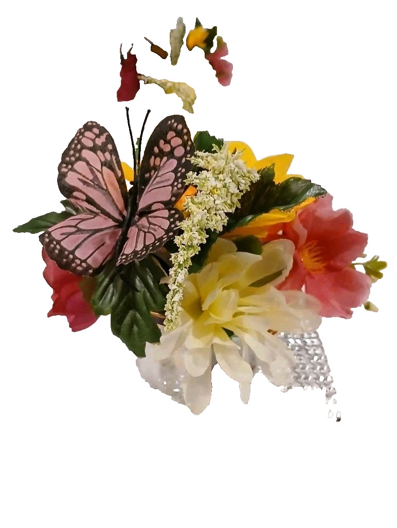 Pink Butterfly Floral Arrangement Tea Cup POP-IN Bridal Party Birthday Get Well