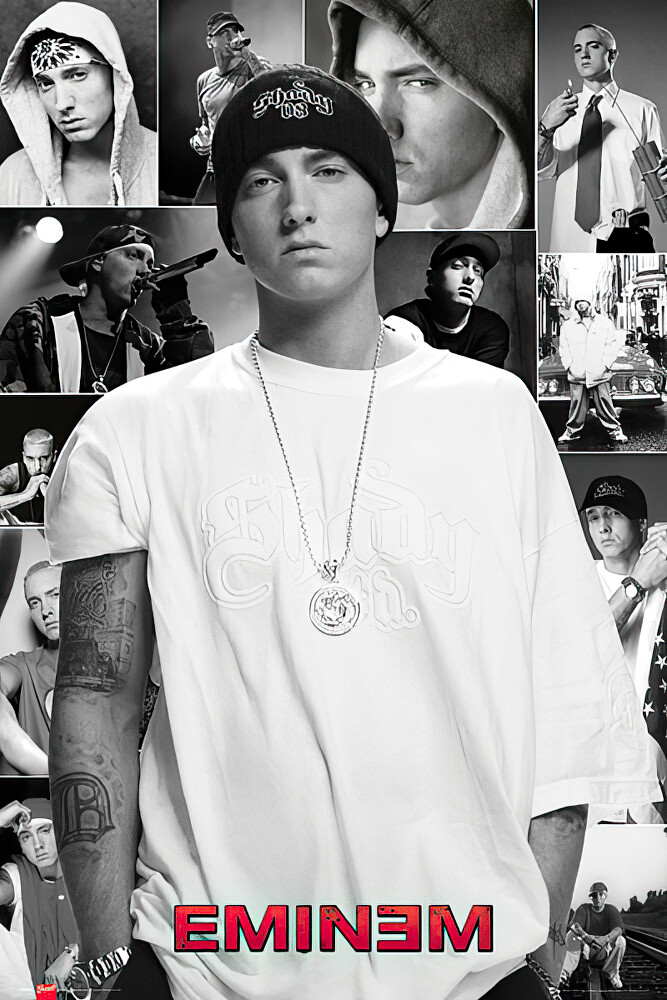 Eminem – Music Poster / Print (Image Collage – White Shirt) (Size: 24&Prime; X 36&Prime;)