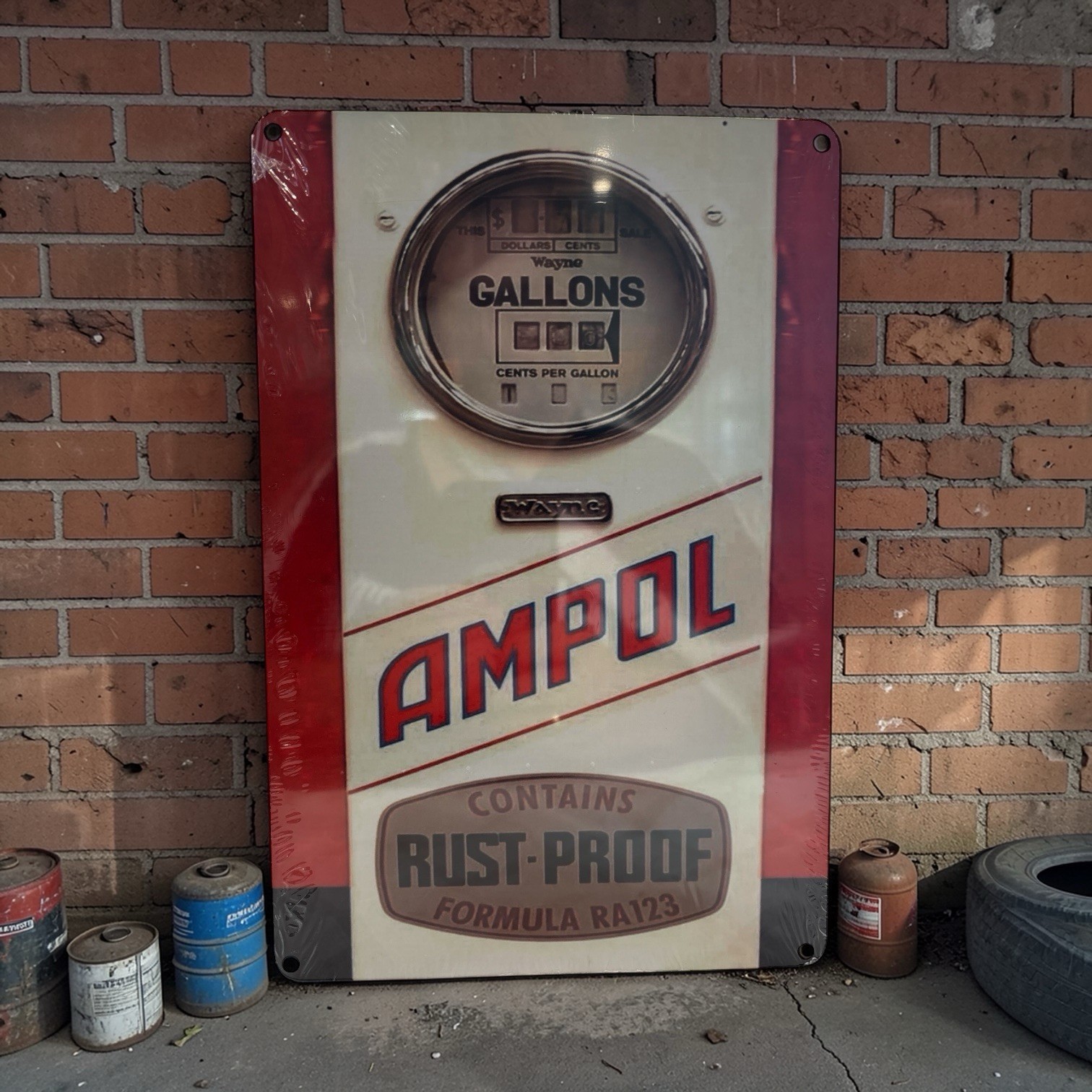 AMPOL Fuel Petrol Vintage Style Tin Metal Sign NEW Man Cave Garage