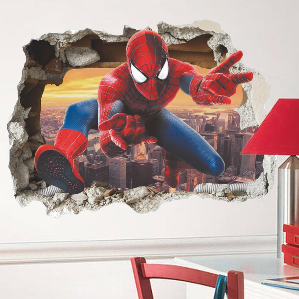NEW 3D Spiderman Removable Wall Stickers Kids Home Decal room Decor USA